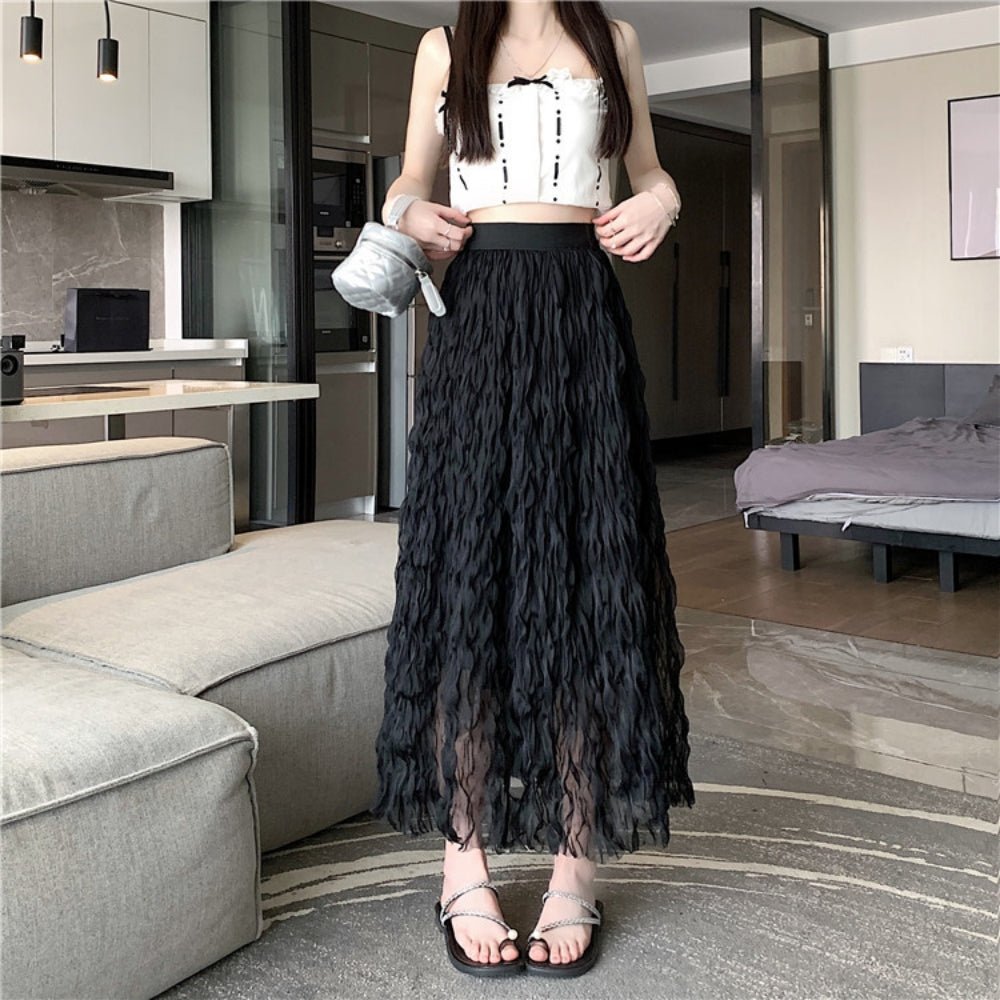 ウェーブプリーツシフォンマキシスカート｜オフィスカジュアル レディース 通販【ミレジェネ】