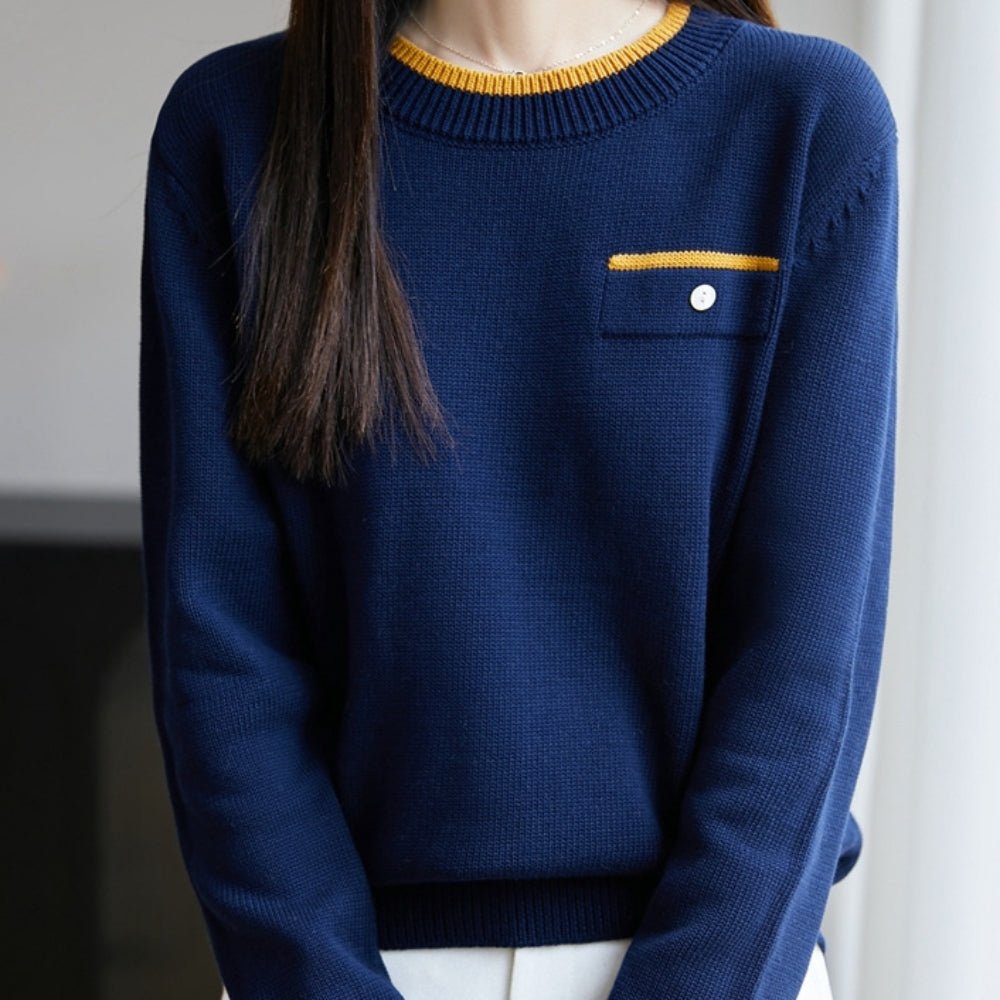 アクセント胸元デザインニット｜オフィスカジュアル レディース 通販【ミレジェネ】