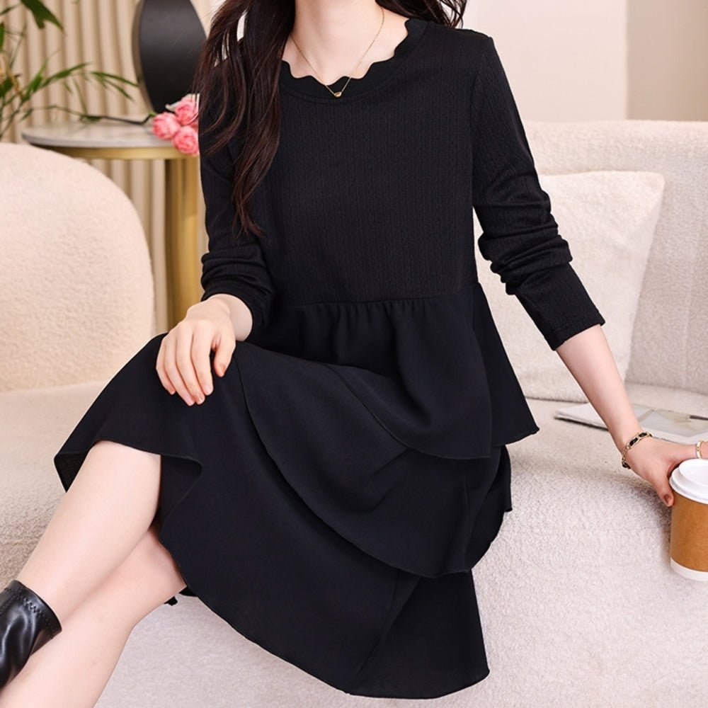 フリル襟ティアードワンピース｜オフィスカジュアル レディース 通販【ミレジェネ】