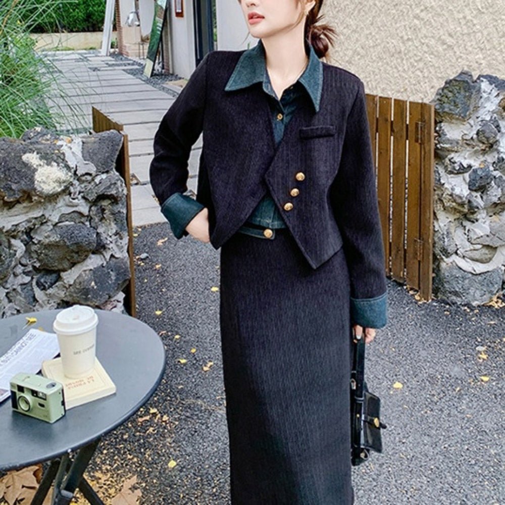 フェイクジャケット・ロングスカートセットアップ｜オフィスカジュアル レディース 通販【ミレジェネ】