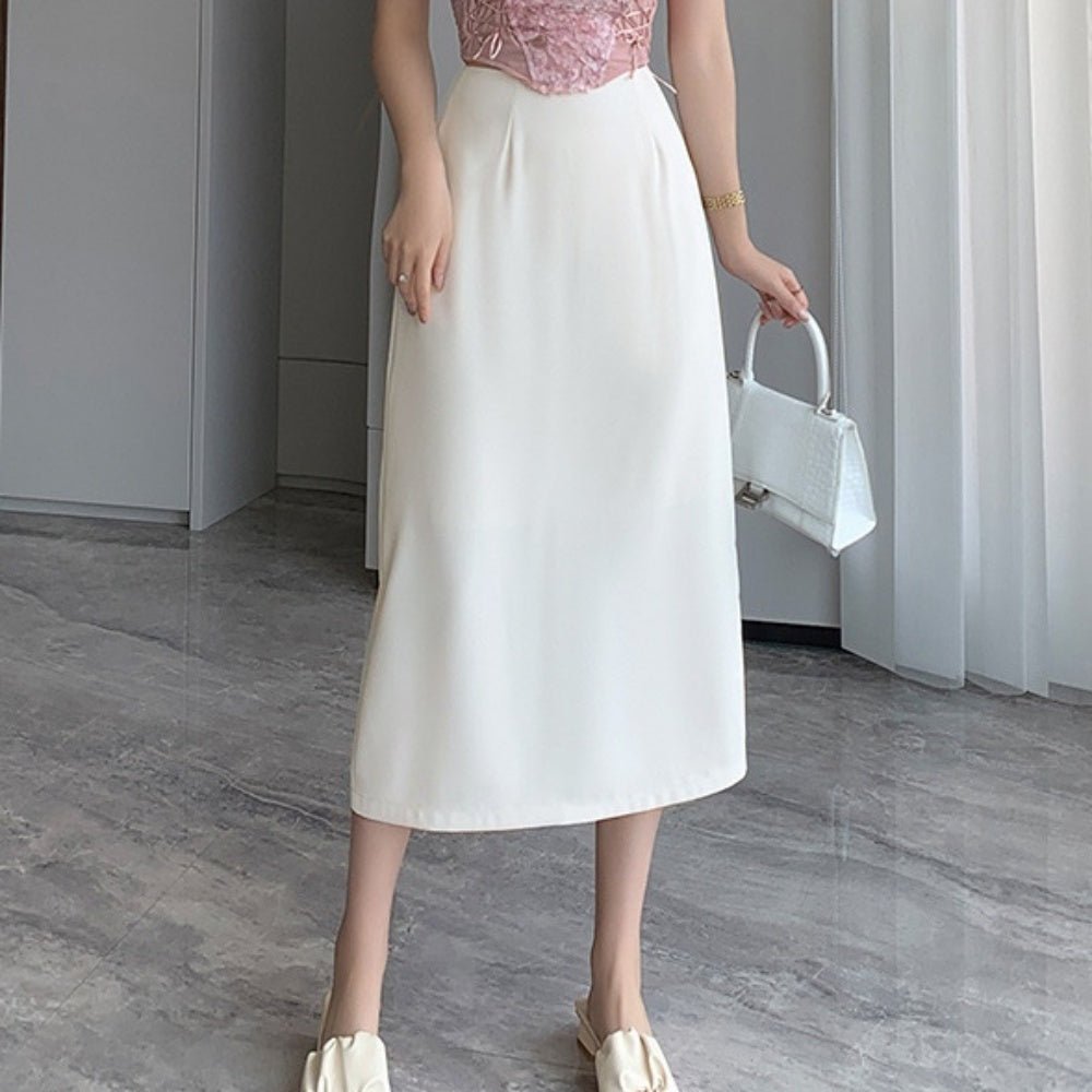 日本未入荷★Karen Millen リネンスリットタイトスカート バックスリットタイトスカート|オフィスカジュアル レディース