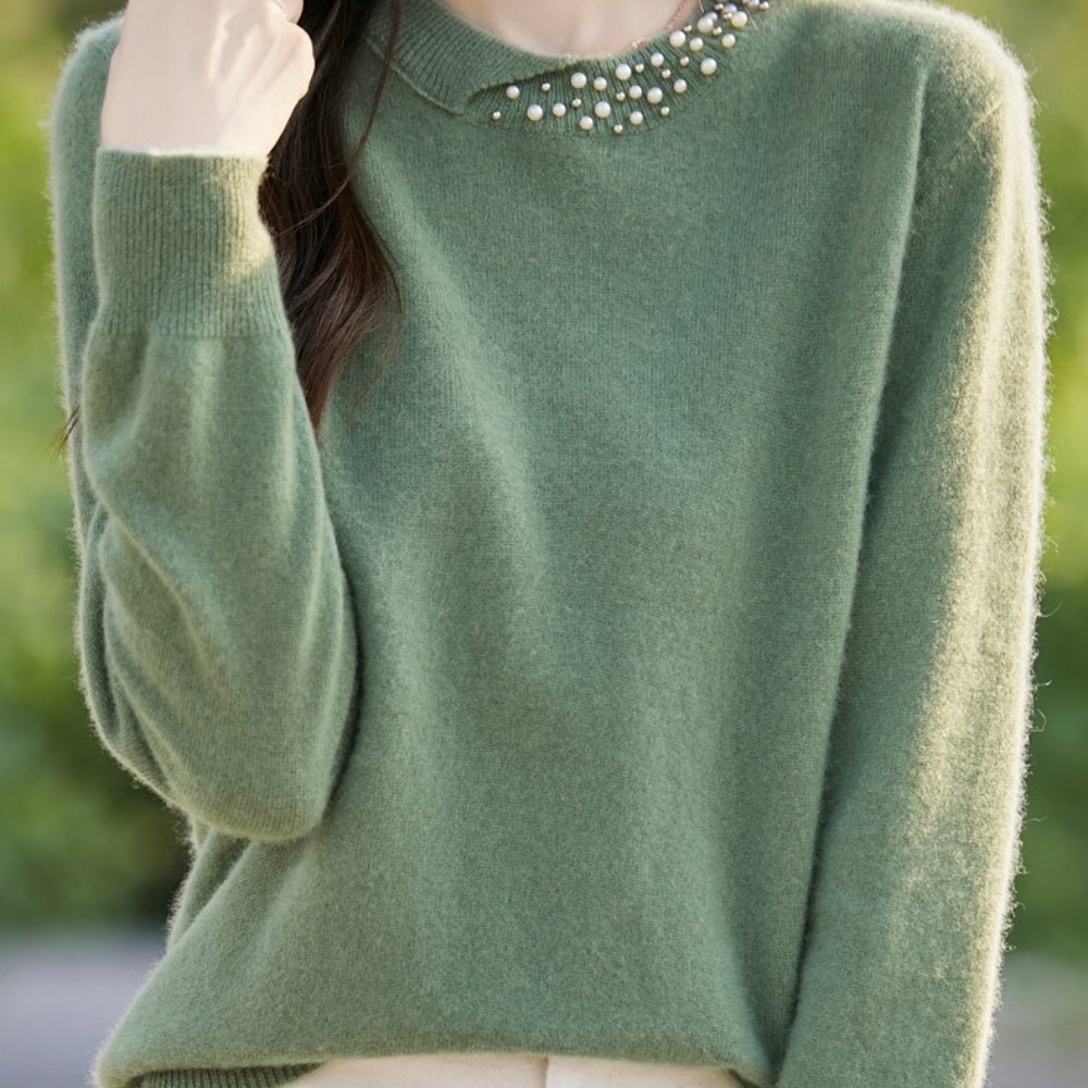 パールビジュー付ニットセーター｜オフィスカジュアル レディース 通販【ミレジェネ】