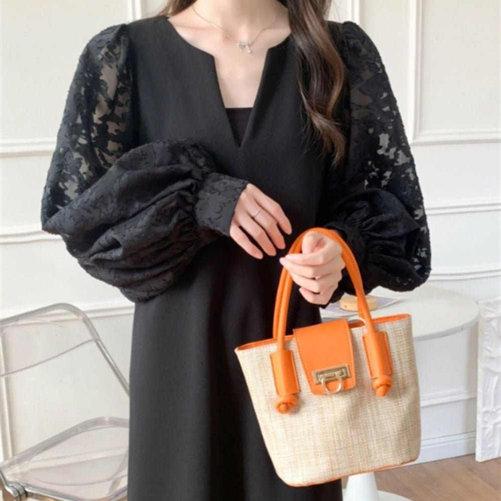 バルーンスリーブストレートラインワンピース｜オフィスカジュアル レディース 通販【ミレジェネ】