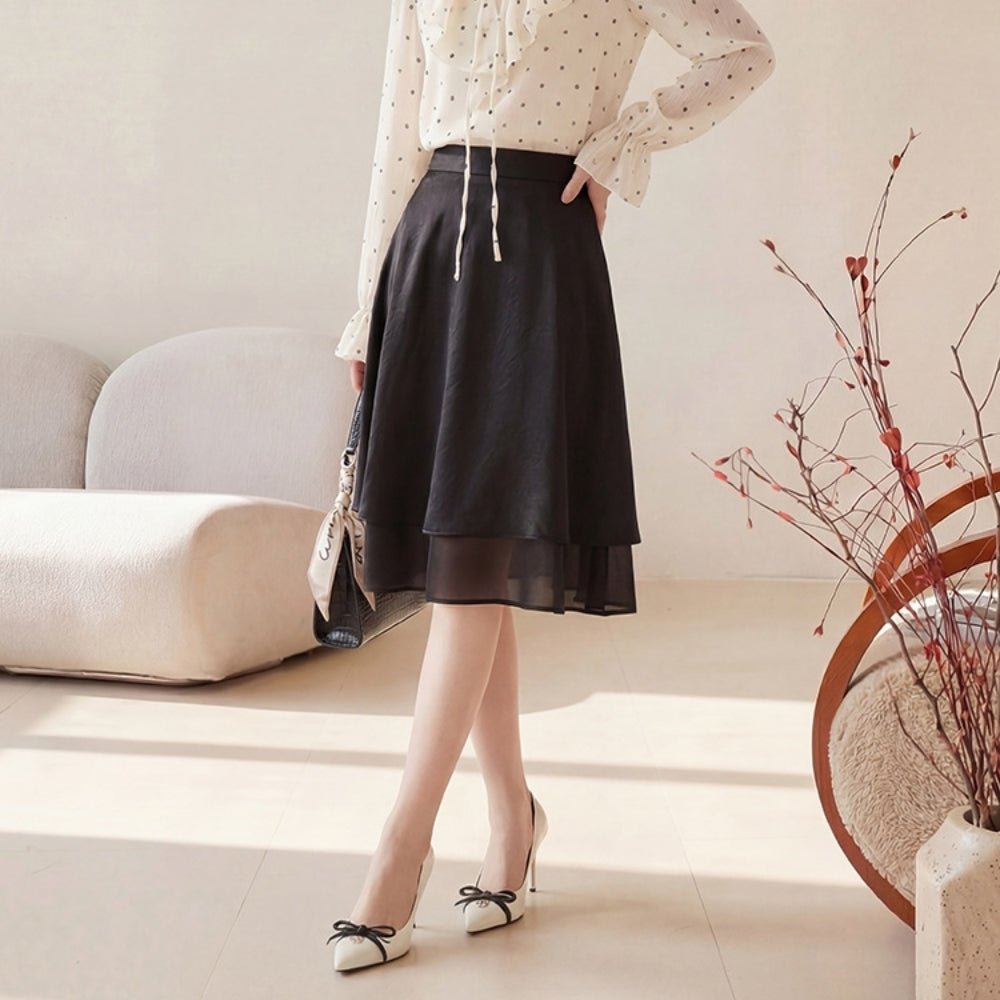 【通勤/きれいめ】サテン地フレアスカート [ミレジェネ]｜オフィスカジュアル レディース 通販【ミレジェネ】