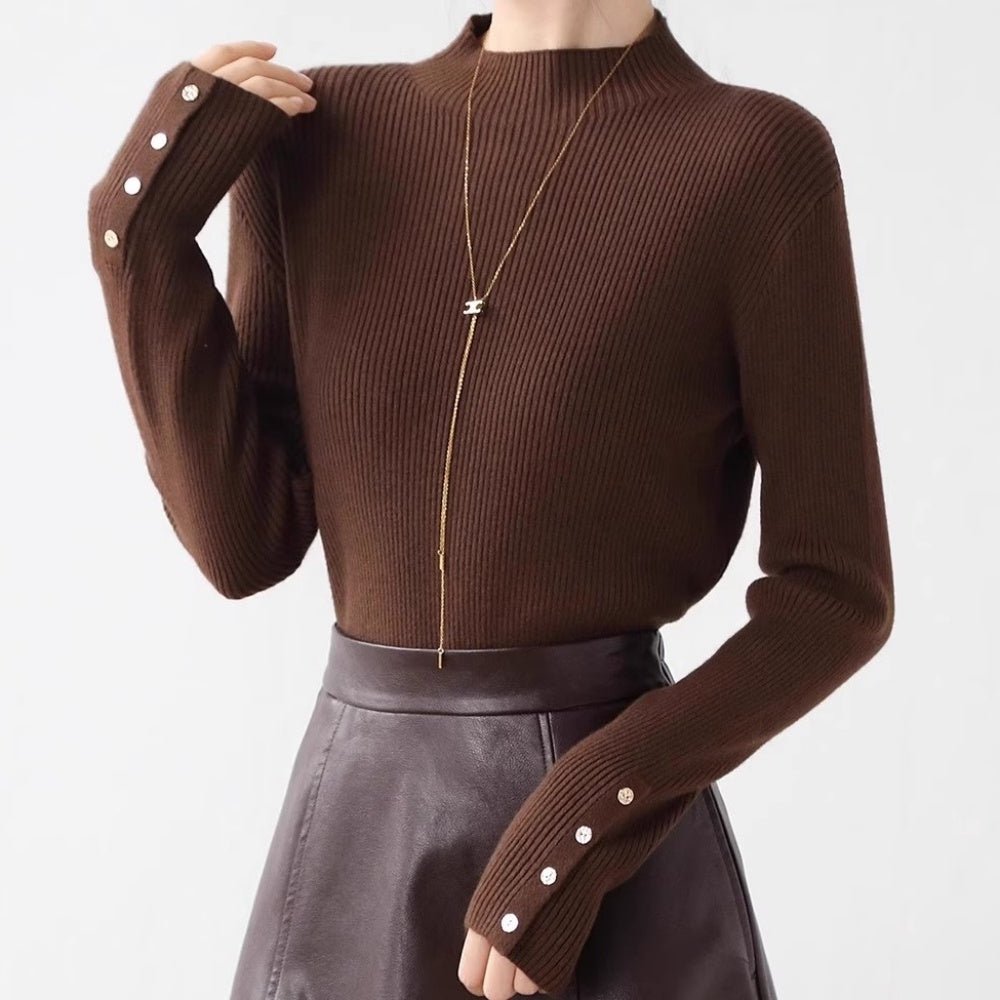 ゴールドボタンリブニット｜オフィスカジュアル レディース 通販【ミレジェネ】