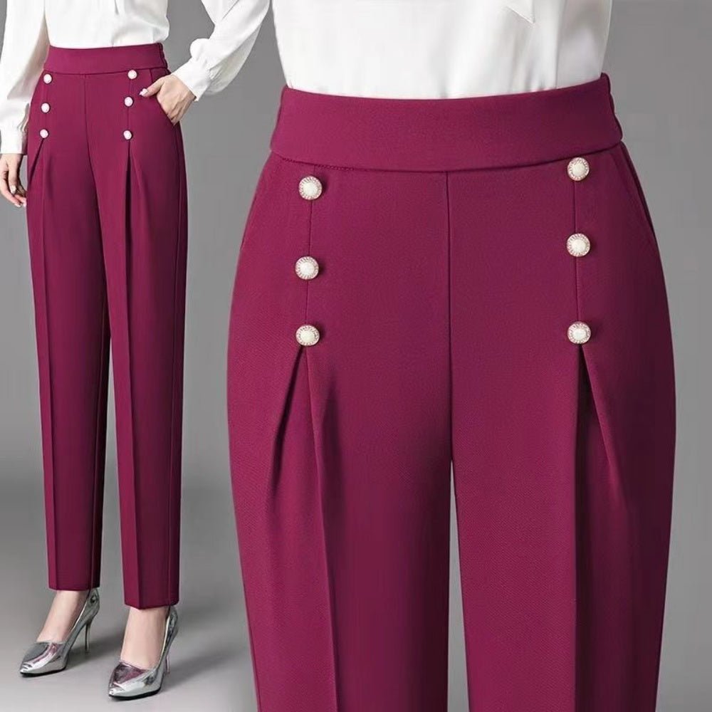 ビジュー釦アクセントテーパードパンツ｜オフィスカジュアル レディース 通販【ミレジェネ】