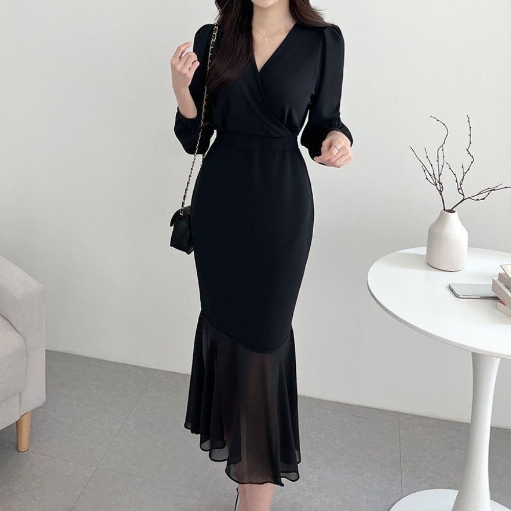 メイお値下げです❣️マダムジョコンダ黒カシュクールワンピース40 カシュクールマーメイドワンピース｜オフィスカジュアル レディース