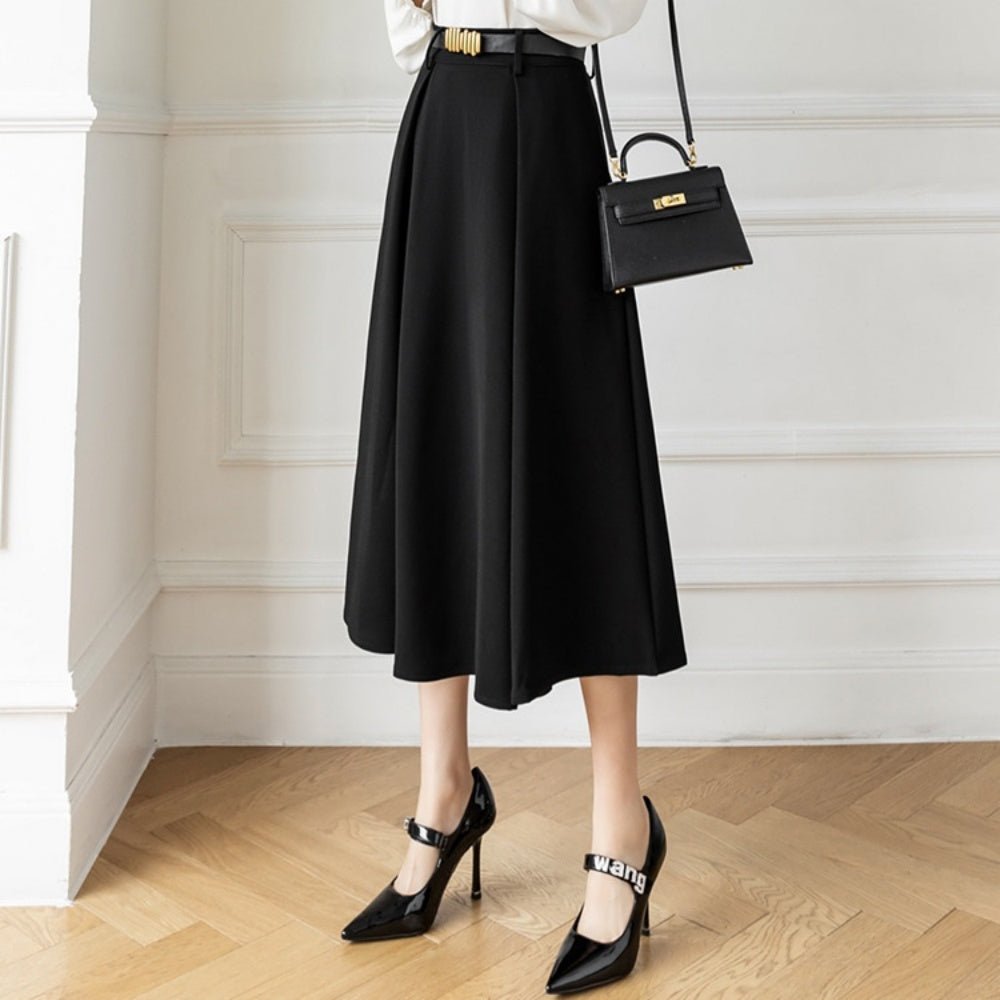 ボックスプリーツミディアムスカート｜オフィスカジュアル レディース