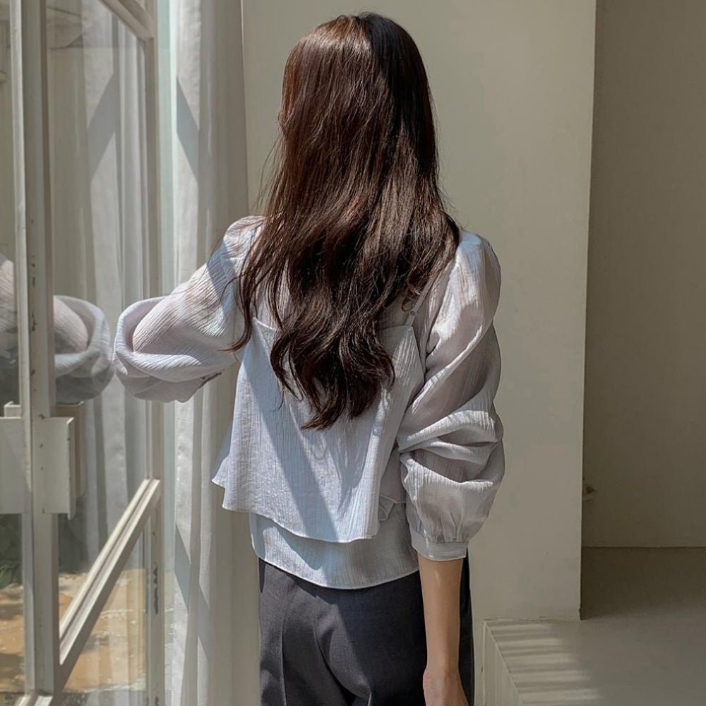 同素材キャミ付きブラウスアンサンブル｜オフィスカジュアル レディース 通販【ミレジェネ】