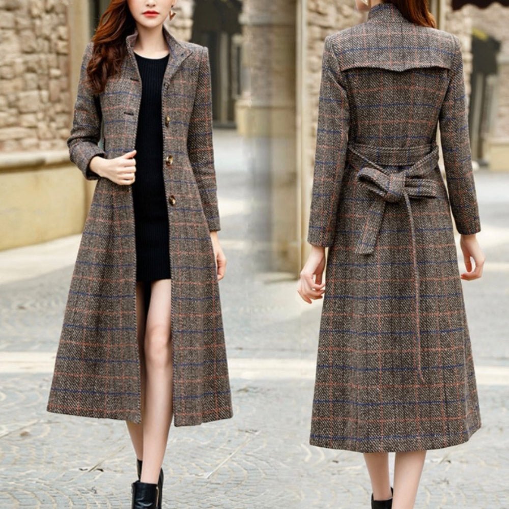 チェック柄スタンドカラーコート｜オフィスカジュアル レディース 通販【ミレジェネ】