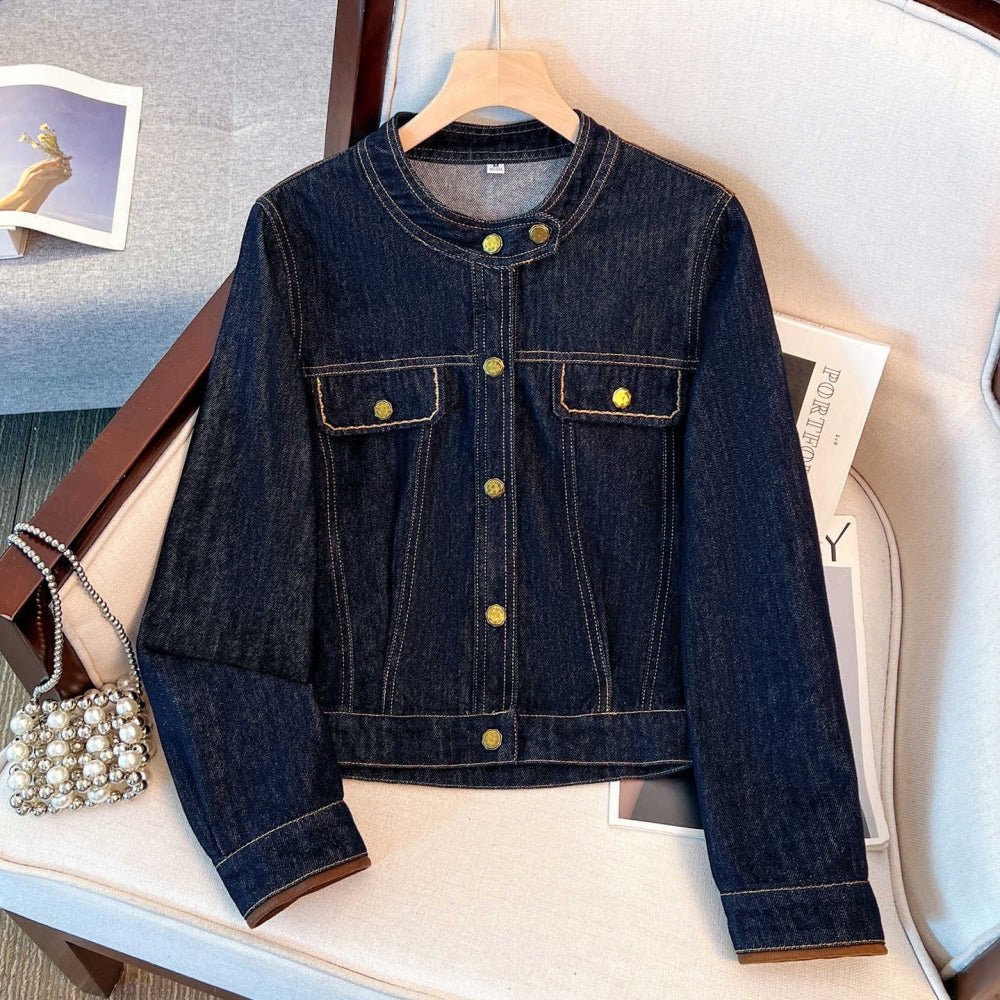 ノーカラーデニムジャケット｜オフィスカジュアル レディース 通販【ミレジェネ】