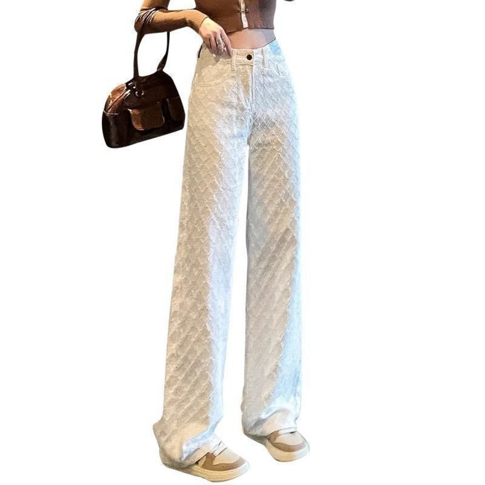 ダイヤジャカードホワイトデニムパンツ｜オフィスカジュアル レディース 通販【ミレジェネ】