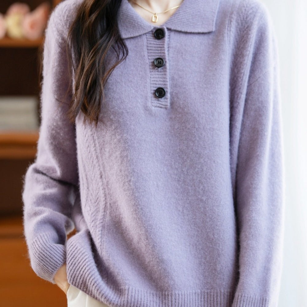 胸元ボタン襟付きニット｜オフィスカジュアル レディース 通販【ミレジェネ】