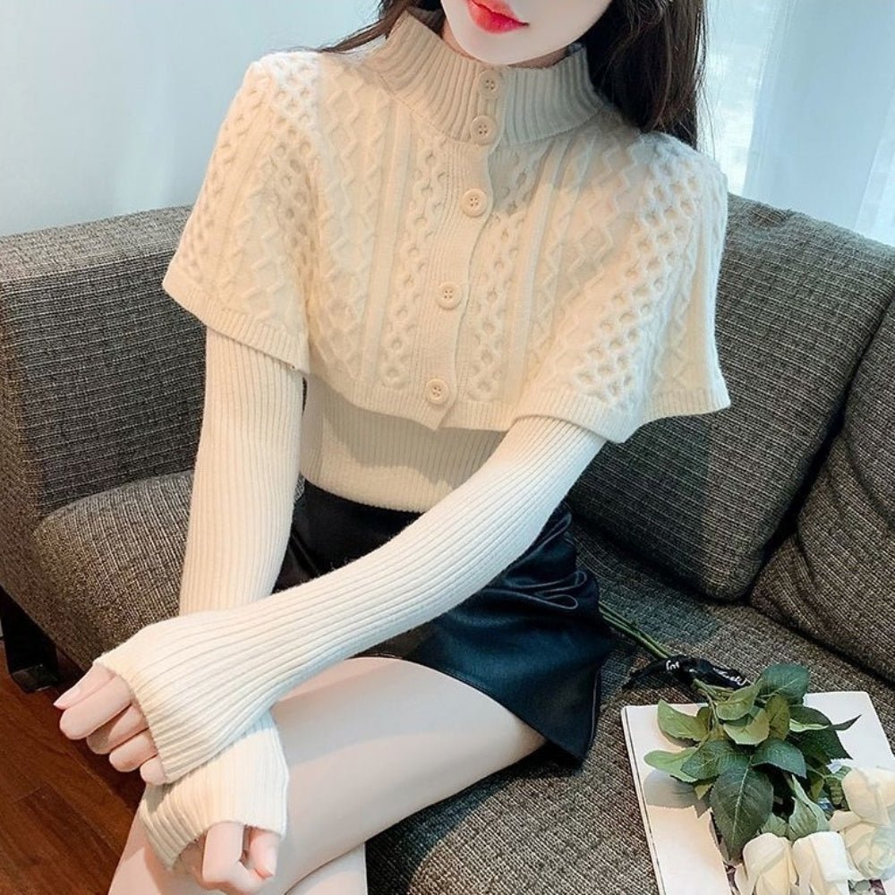 ケーブルニットケープアンサンブル｜オフィスカジュアル レディース 通販【ミレジェネ】