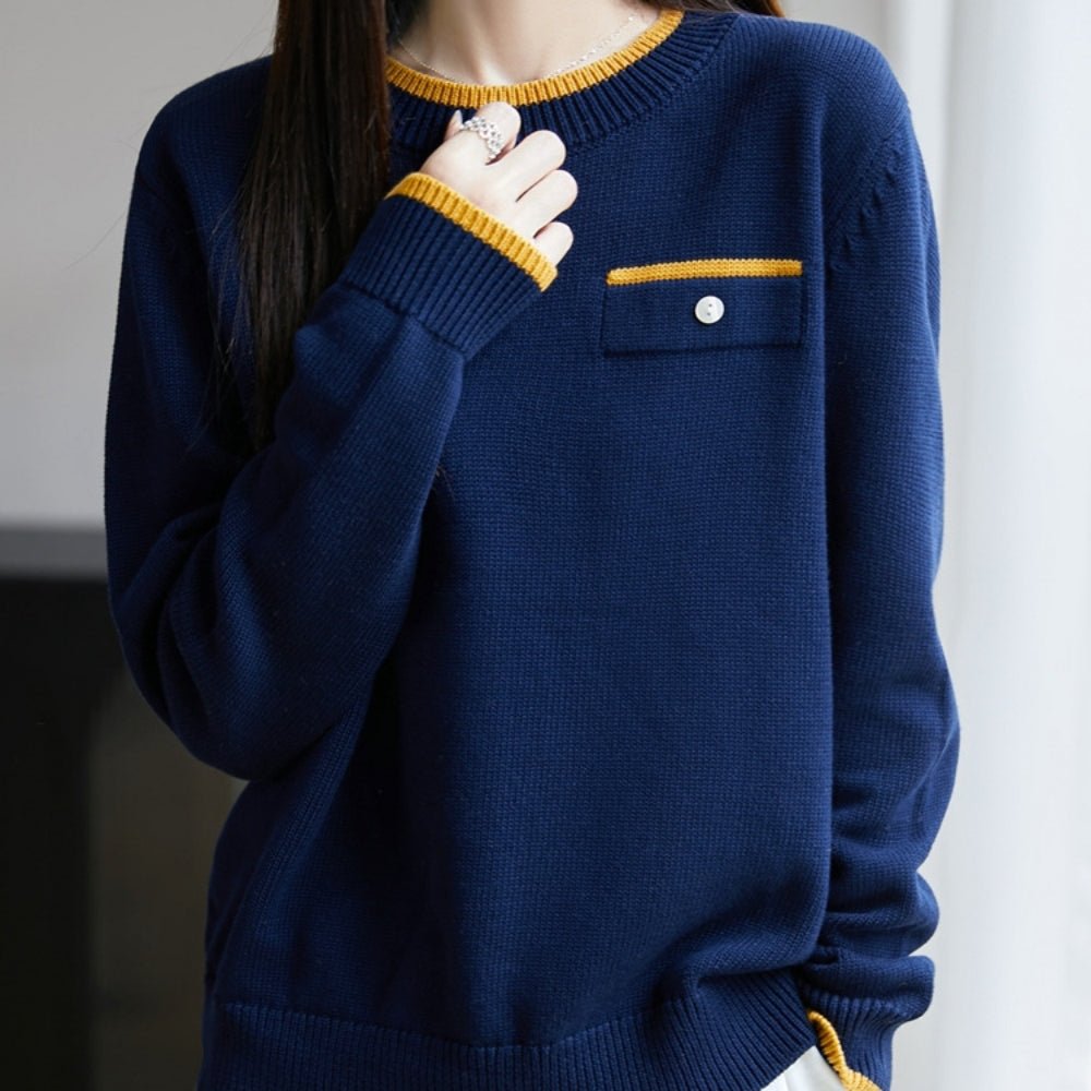 アクセント胸元デザインニット｜オフィスカジュアル レディース 通販【ミレジェネ】