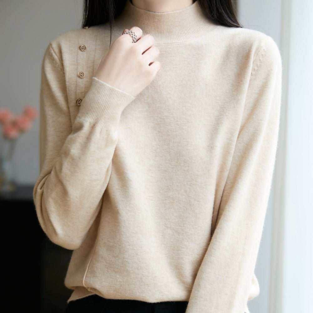 ハイネックボタンデザインニット｜オフィスカジュアル レディース 通販【ミレジェネ】