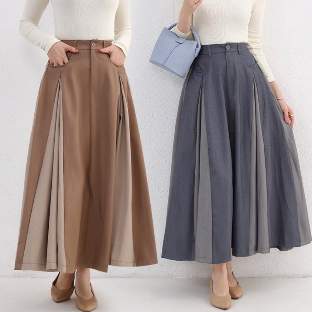 バイカラーロングフレアスカート｜オフィスカジュアル レディース 通販【ミレジェネ】