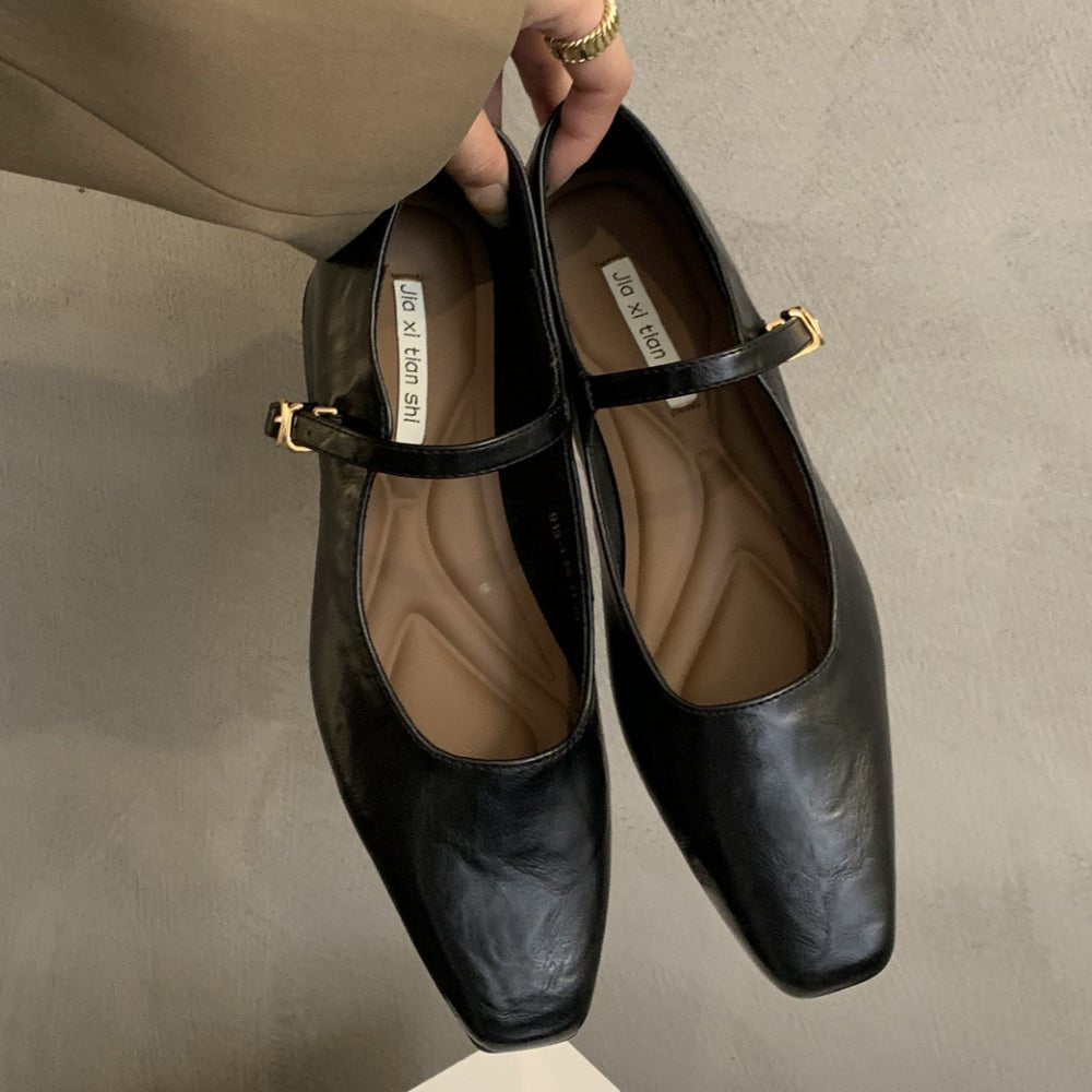 美品♡レザー調パンプス しわ加工ストラップパンプス｜オフィスカジュアル レディース 通販
