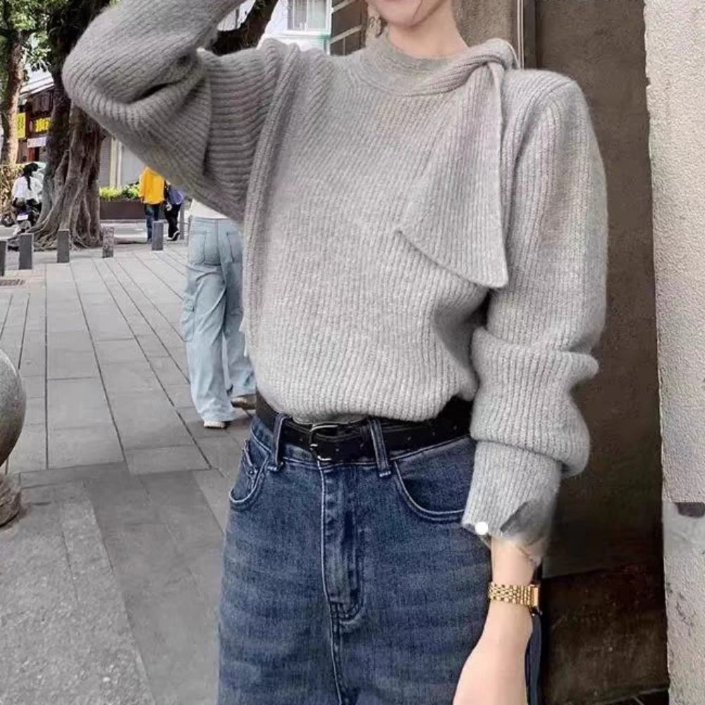 首元リボンニット｜オフィスカジュアル レディース 通販【ミレジェネ】