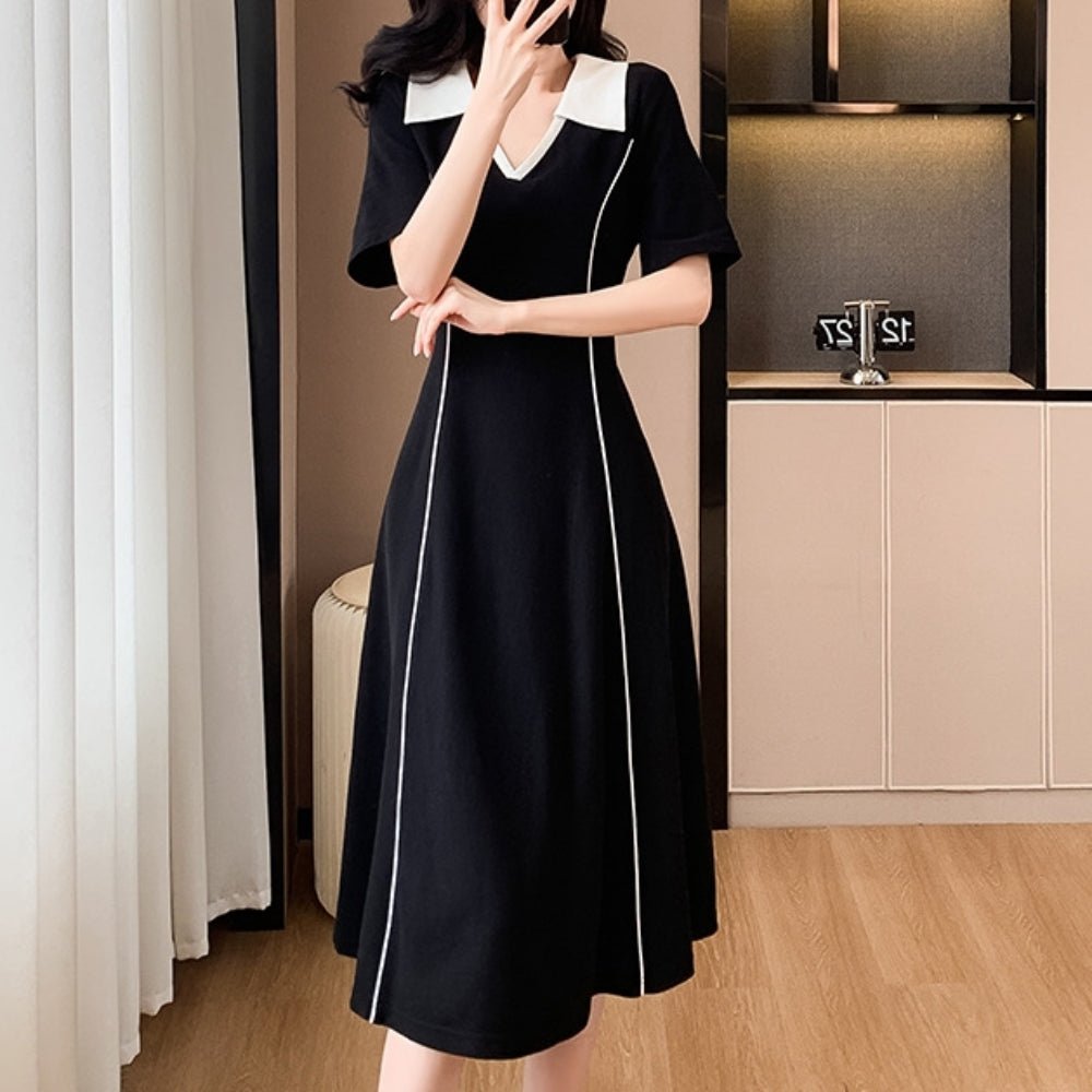ウエストスリムバイカラーワンピース｜オフィスカジュアル レディース 通販【ミレジェネ】