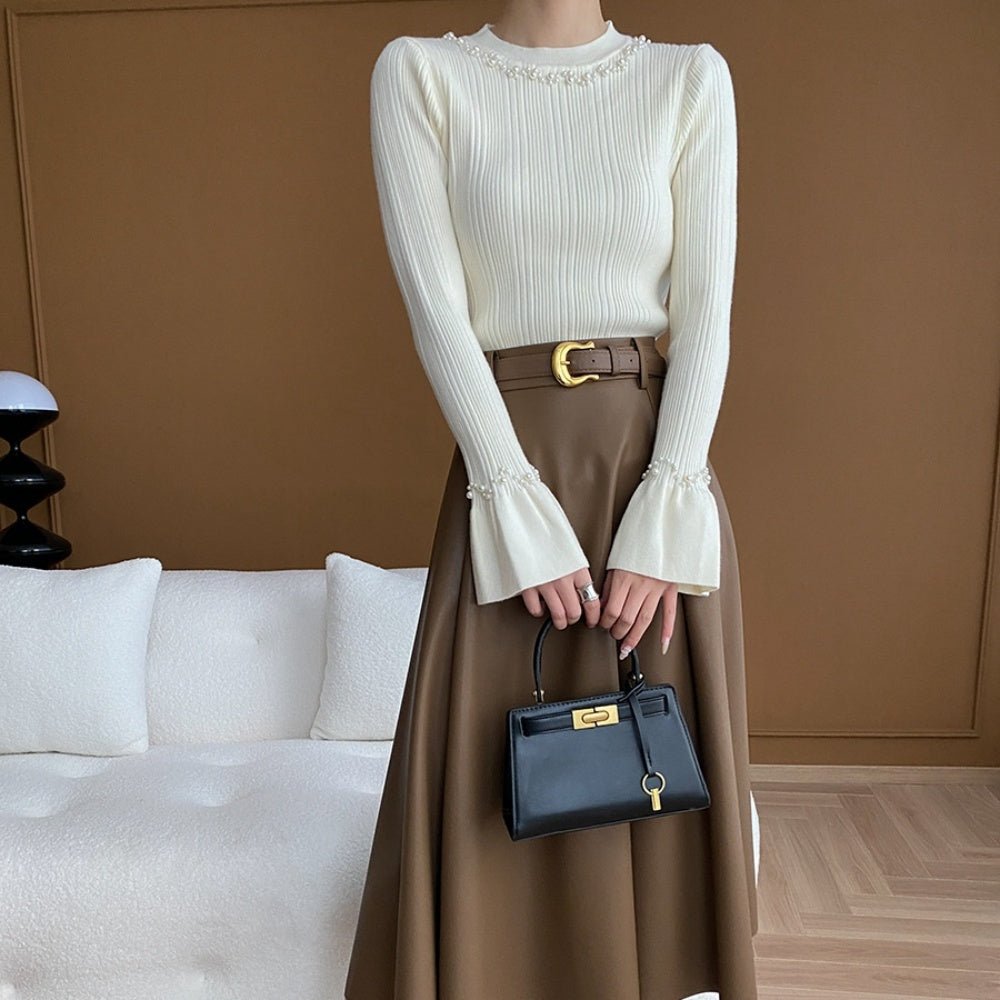 パール付スリムニット｜オフィスカジュアル レディース 通販【ミレジェネ】