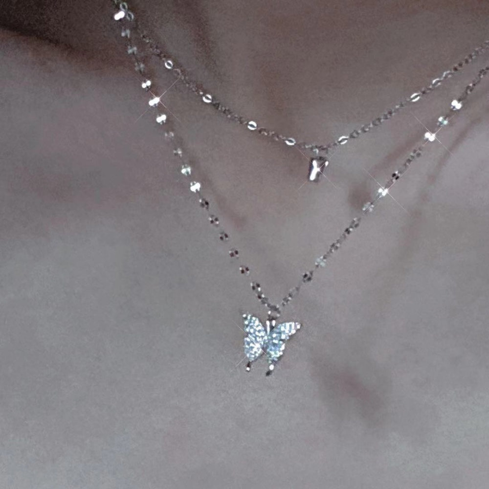 バタフライモチーフダブルネックレス｜オフィスカジュアル レディース 通販【ミレジェネ】