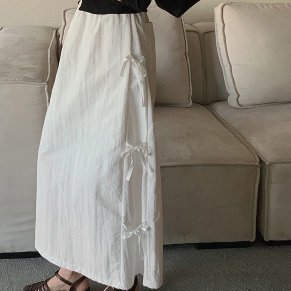 サイドリボンロングスカート｜オフィスカジュアル レディース 通販【ミレジェネ】