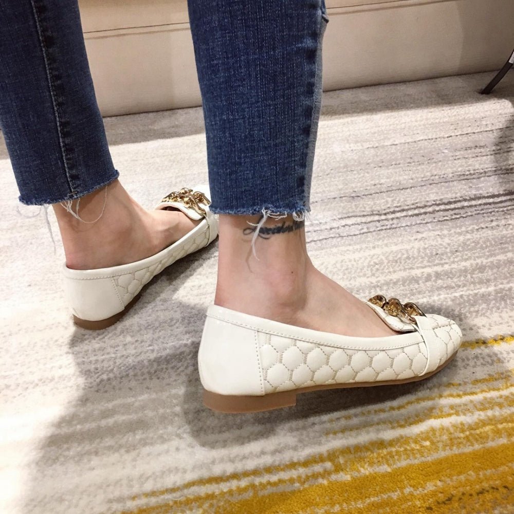 新品✨JLサイズ アロマドミュゲ レザー フラット パンプス ミラ ベージュ 新品✨JLサイズ アロマドミュゲ レザー フラット パンプス ミラ