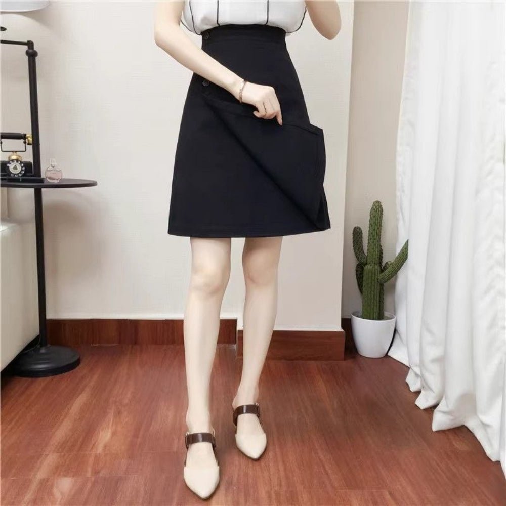 【骨格ウェーブさんにおすすめ】サイドボタンラップスカート[ミレジェネ]｜オフィスカジュアル レディース 通販【ミレジェネ】