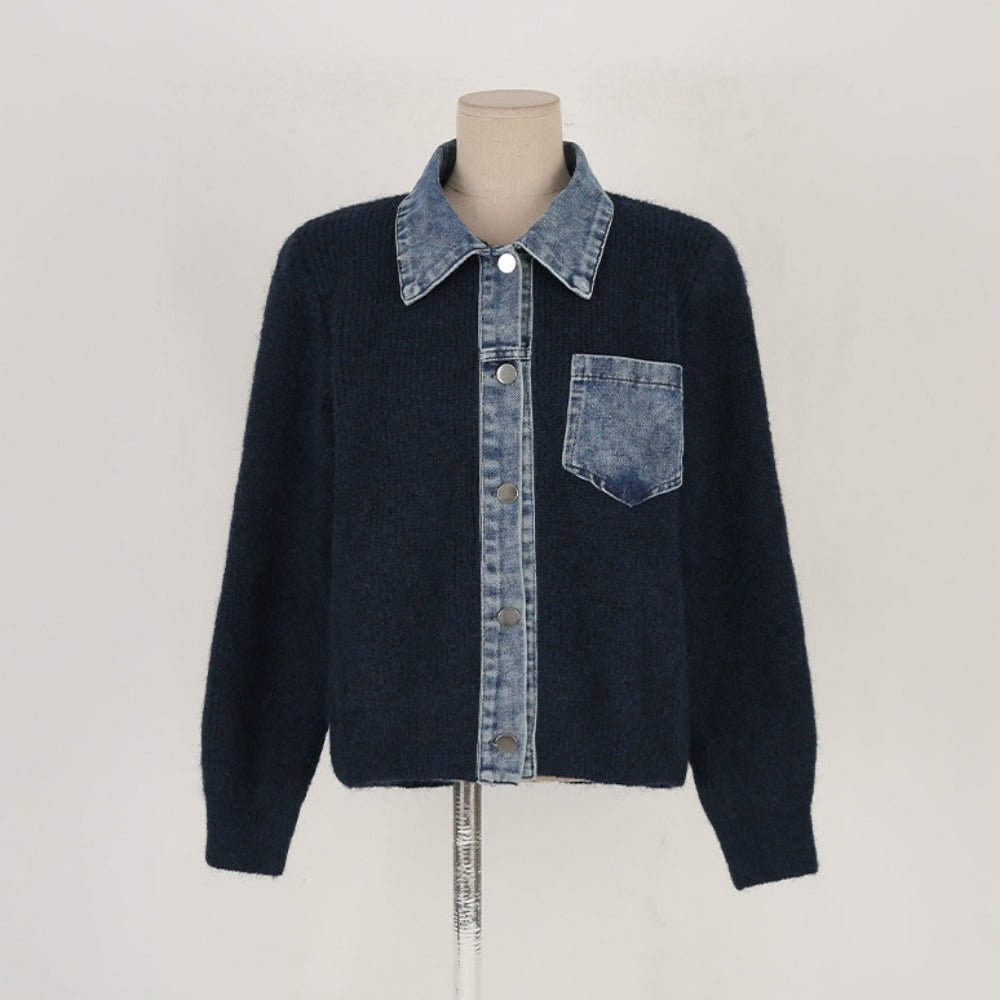 ニットデニム切替カーディガン｜オフィスカジュアル レディース 通販【ミレジェネ】