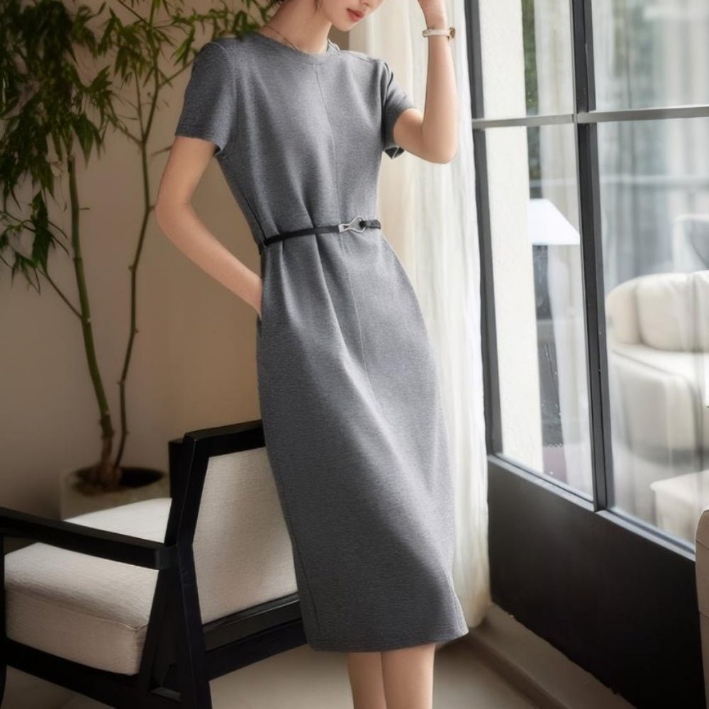 ウエストベルト付ワンピース｜オフィスカジュアル レディース 通販【ミレジェネ】