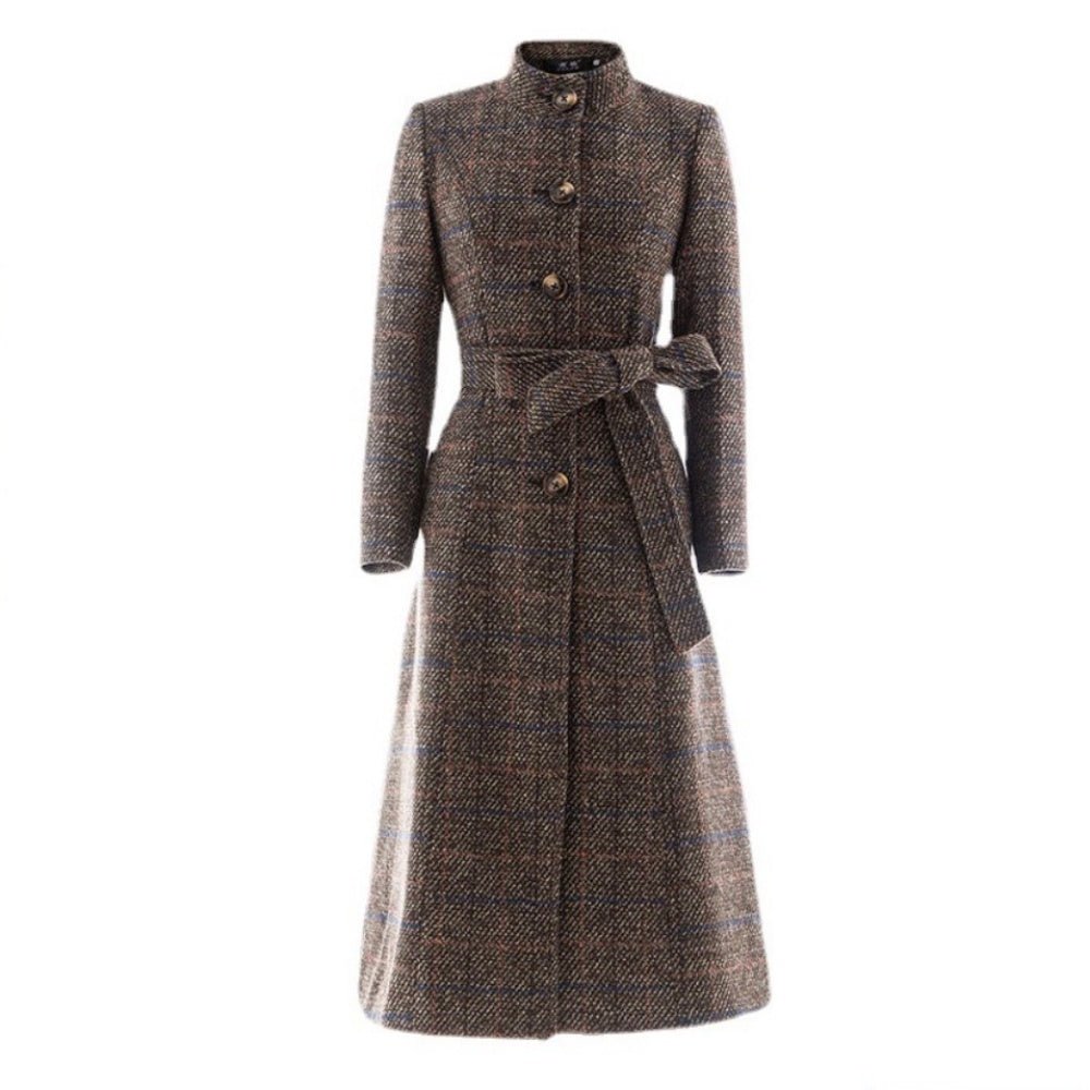 チェック柄スタンドカラーコート｜オフィスカジュアル レディース 通販【ミレジェネ】