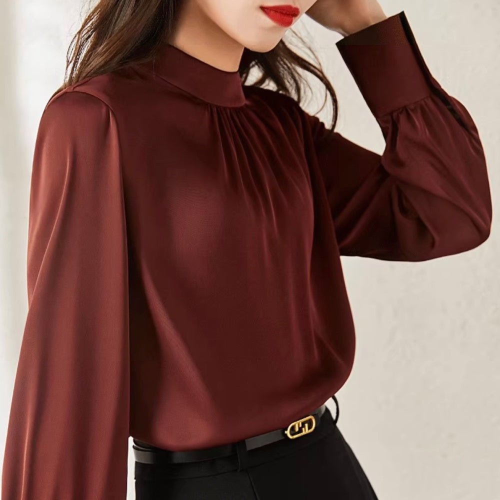 ハイネックサテンブラウス｜オフィスカジュアル レディース 通販【ミレジェネ】