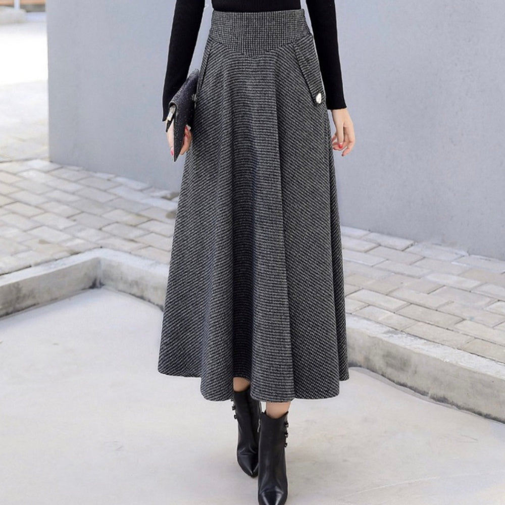 千鳥柄ハイウエストスカート｜オフィスカジュアル レディース 通販【ミレジェネ】