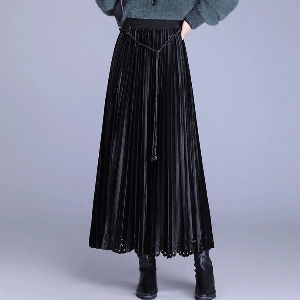 ベルベットプリーツロングスカート｜オフィスカジュアル レディース 通販【ミレジェネ】