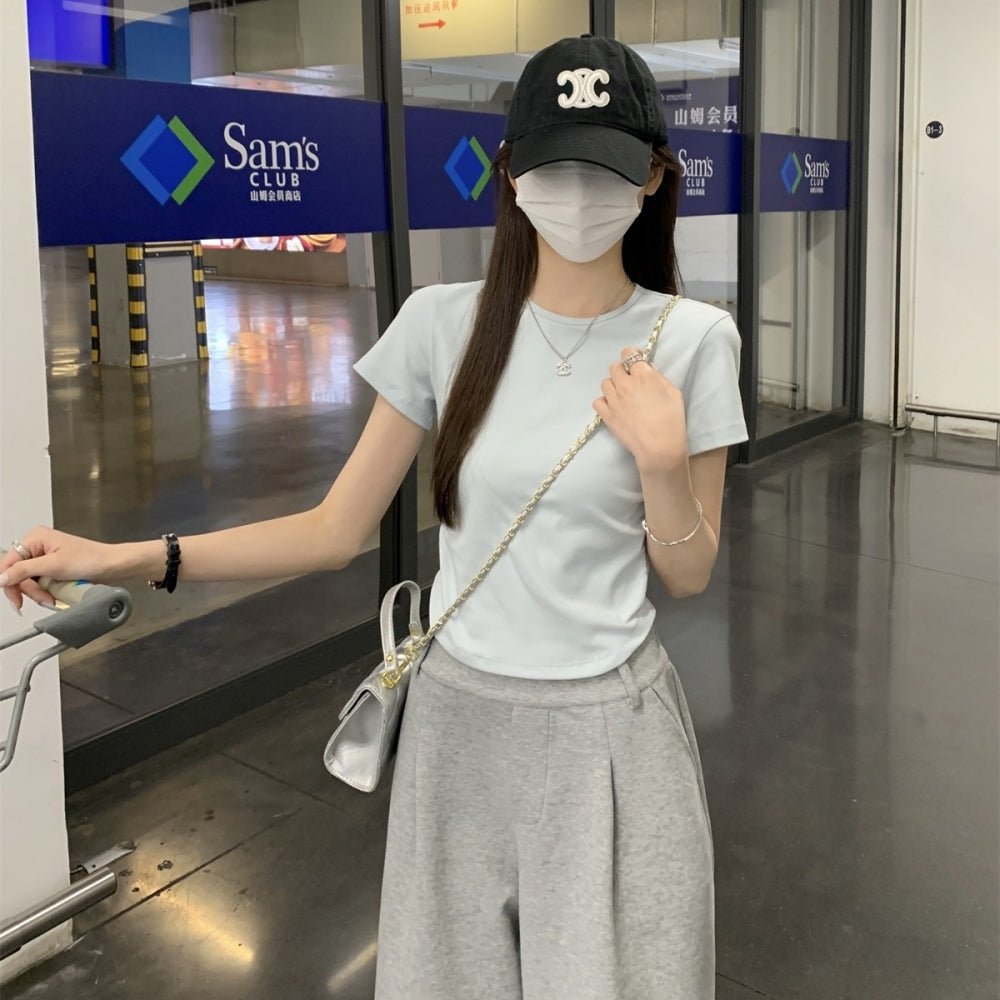 サイドギャザーシンプルクルーネックTシャツ｜オフィスカジュアル レディース 通販【ミレジェネ】