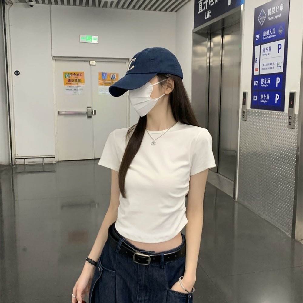 サイドギャザーシンプルクルーネックTシャツ｜オフィスカジュアル レディース 通販【ミレジェネ】