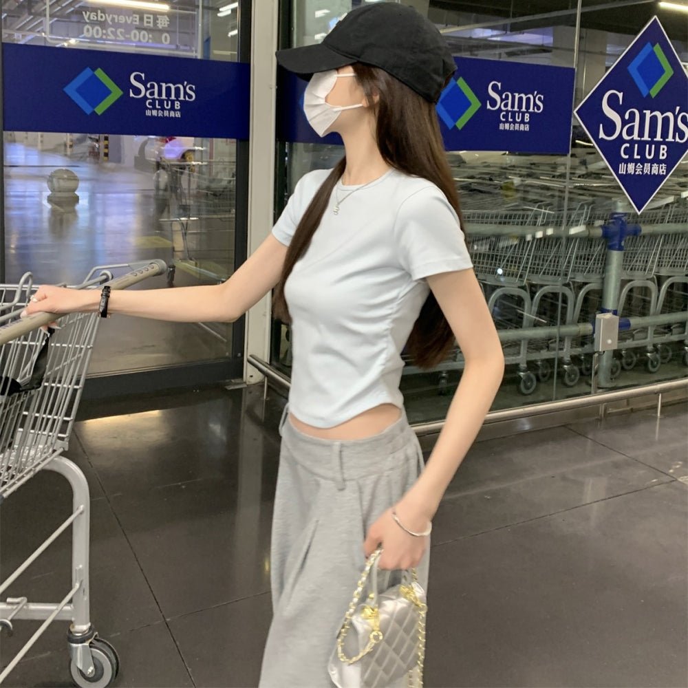 サイドギャザーシンプルクルーネックTシャツ｜オフィスカジュアル レディース 通販【ミレジェネ】