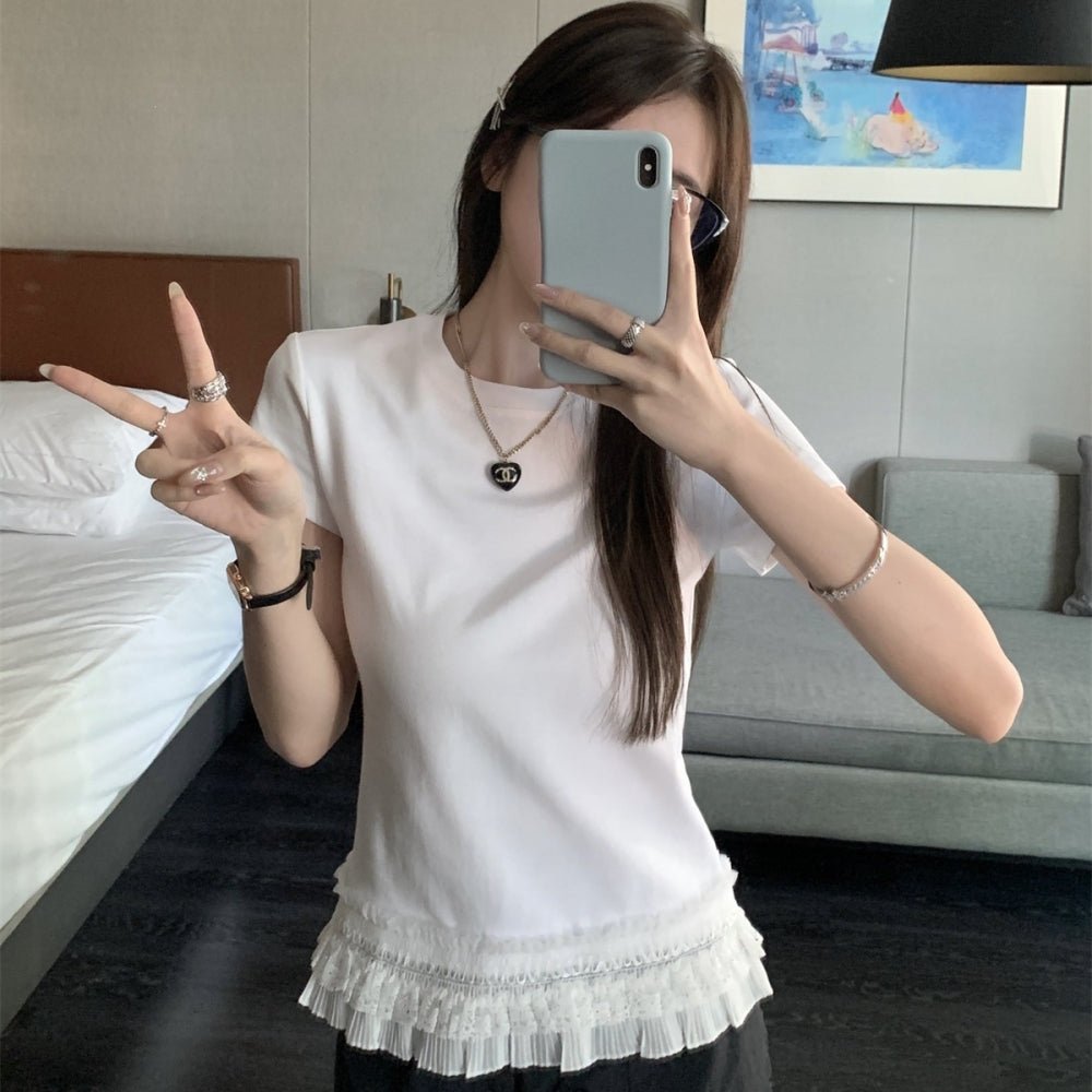 裾レースフリルTシャツ｜オフィスカジュアル レディース 通販【ミレジェネ】