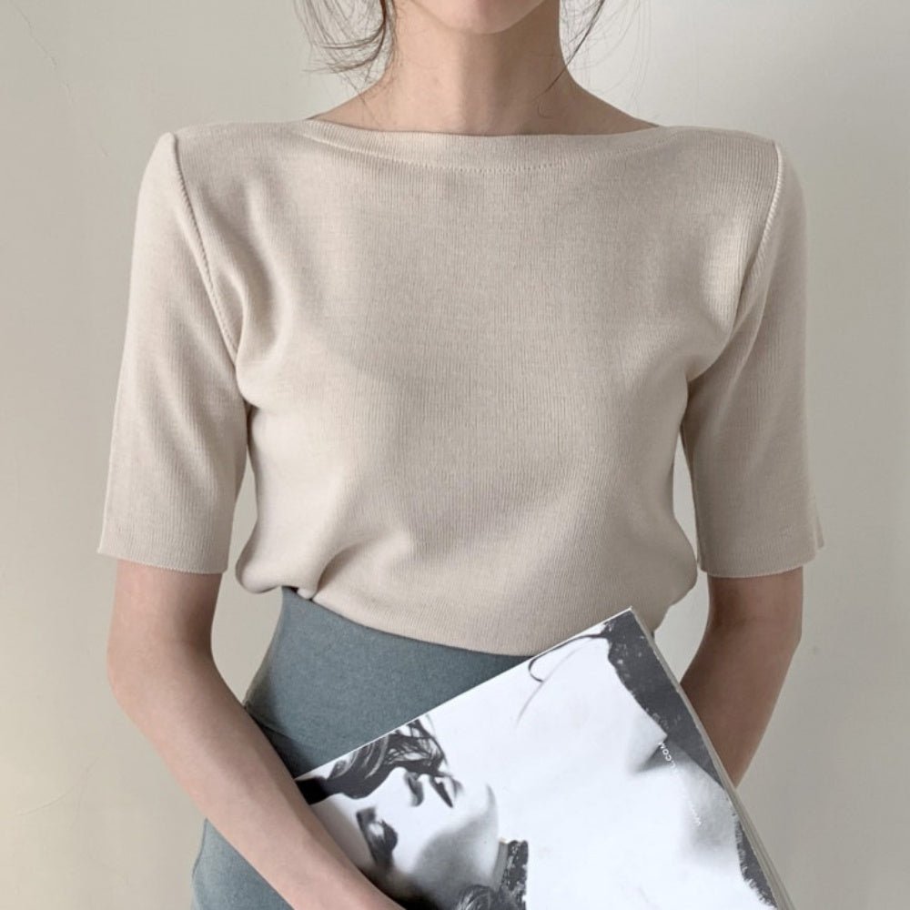 ボートネックシンプルTシャツ｜オフィスカジュアル レディース 通販【ミレジェネ】