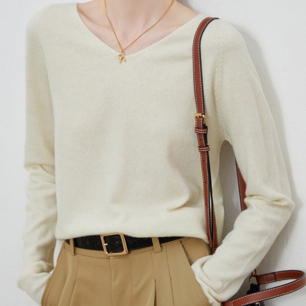 Vネックウールトップス｜オフィスカジュアル レディース 通販【ミレジェネ】