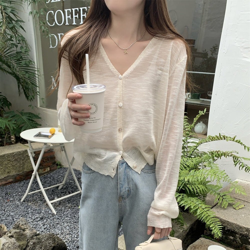 シアーリネンVネックカーディガン｜オフィスカジュアル レディース 通販【ミレジェネ】