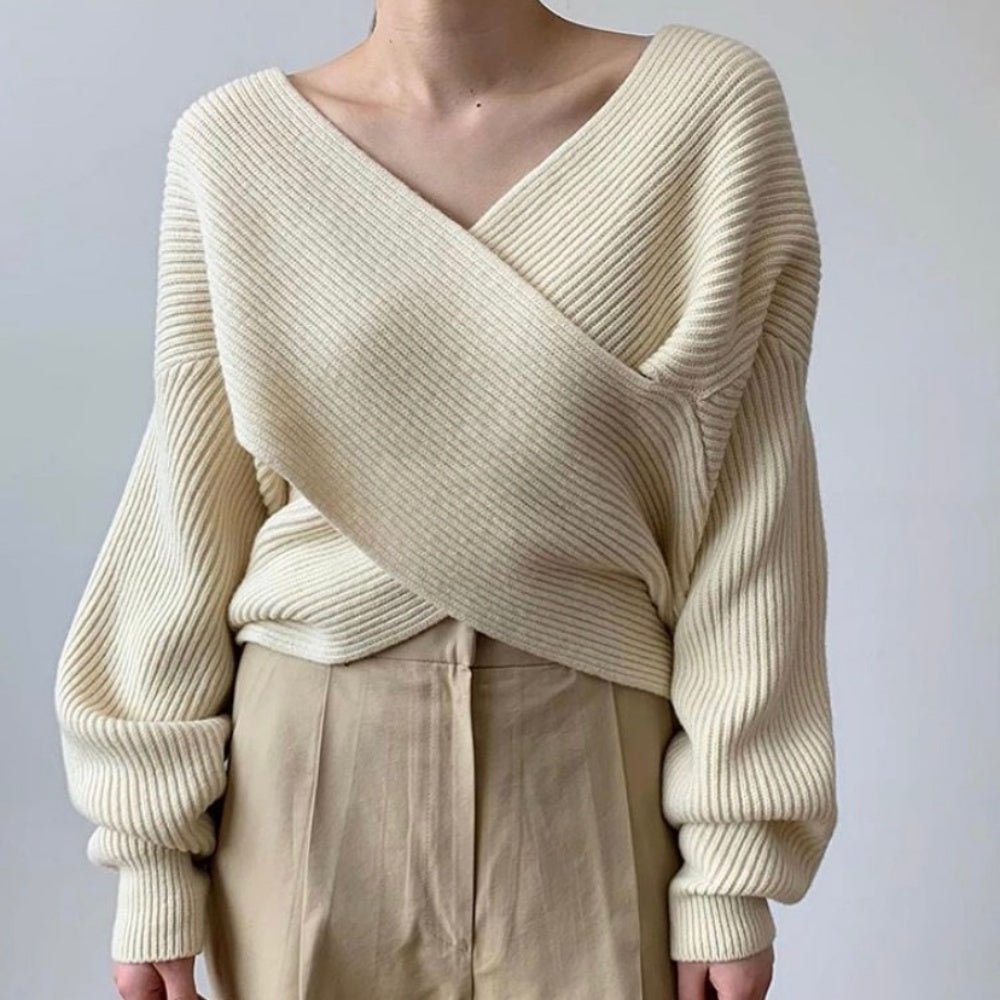 <即納>クロスデザインVネックニット｜オフィスカジュアル レディース 通販【ミレジェネ】