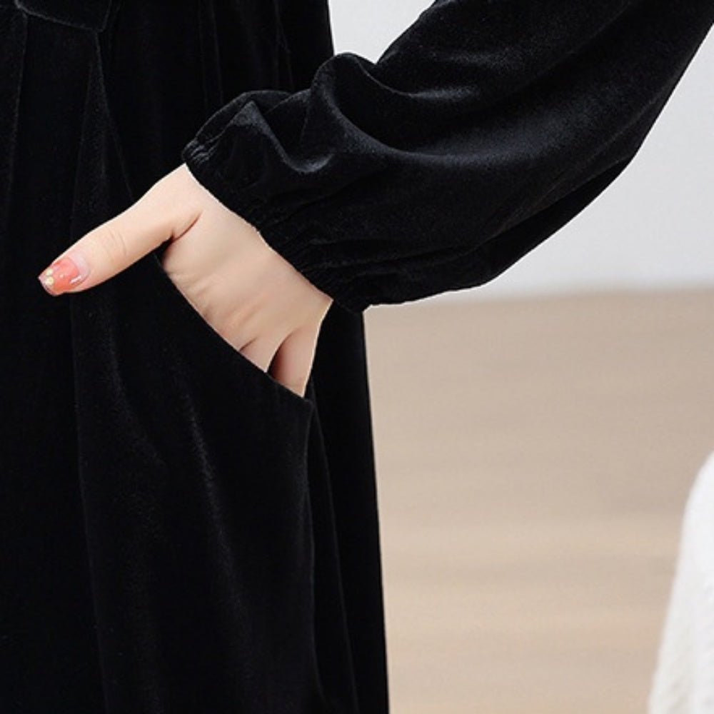 Vネックベロアワンピース｜オフィスカジュアル レディース 通販