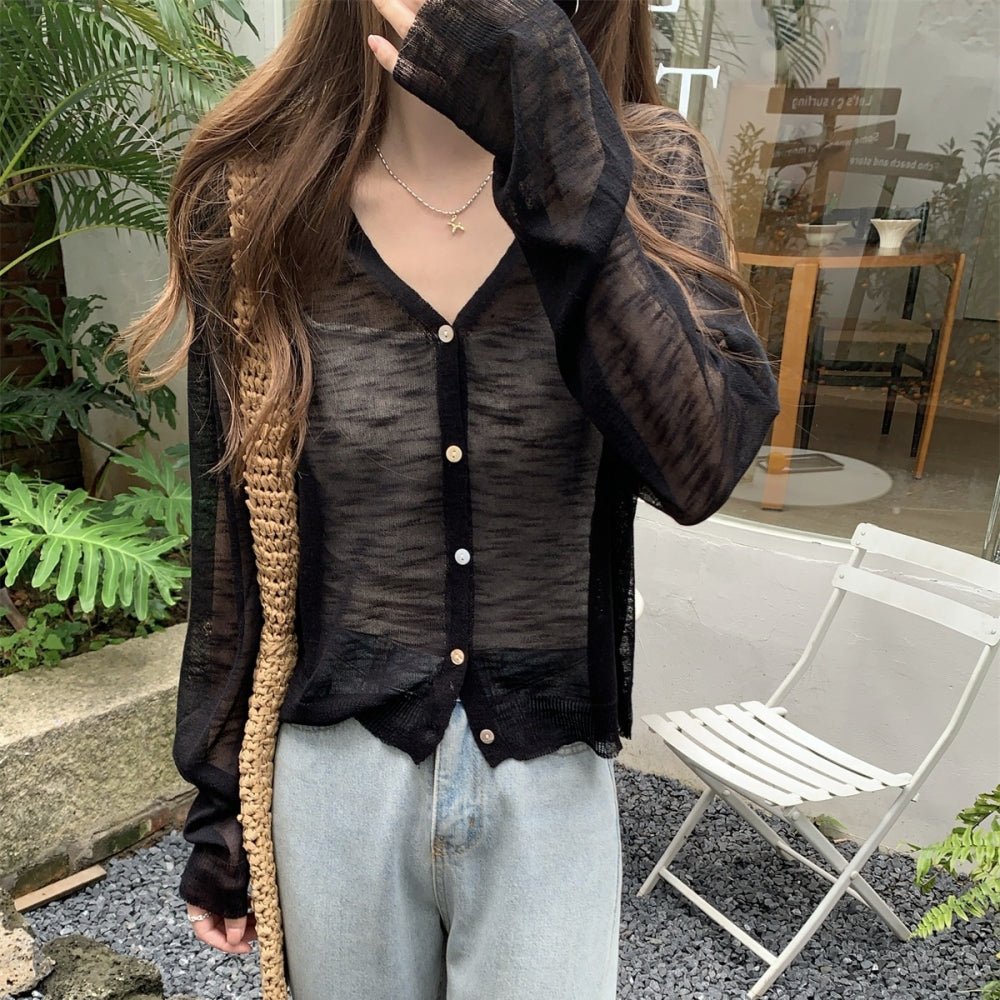 シアーリネンVネックカーディガン｜オフィスカジュアル レディース 通販【ミレジェネ】