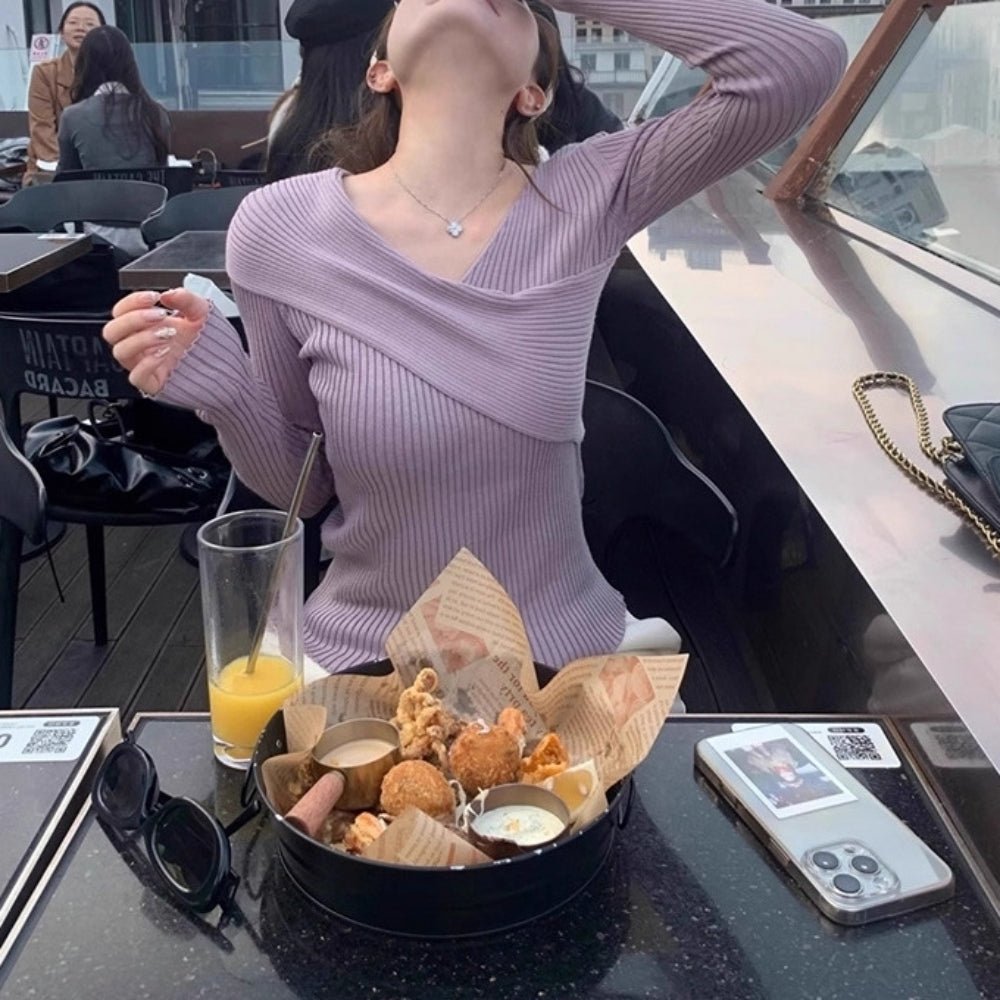 カシュクールVネックリブニット｜オフィスカジュアル レディース 通販【ミレジェネ】