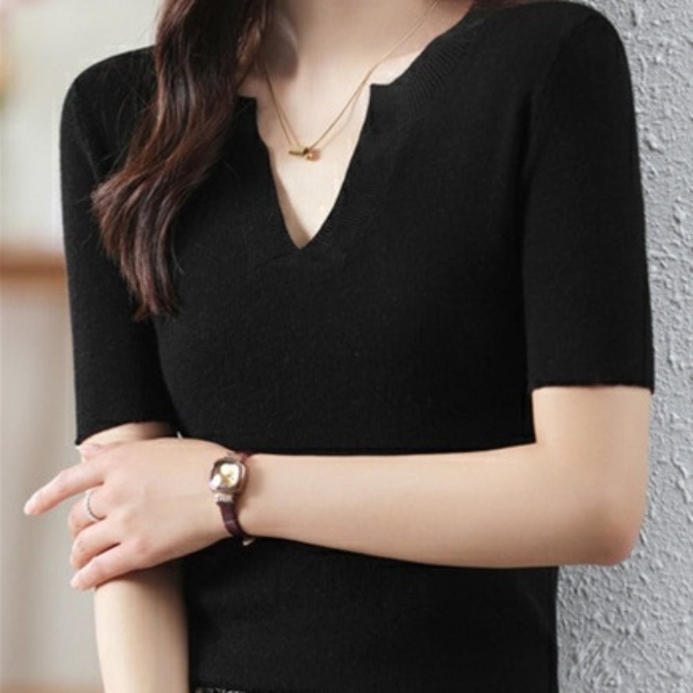 DIESEL ブラック Vネック サマーニット CALLNE】Vneck Summer Knit Shirt / Vネックサマーニットシャツ（T