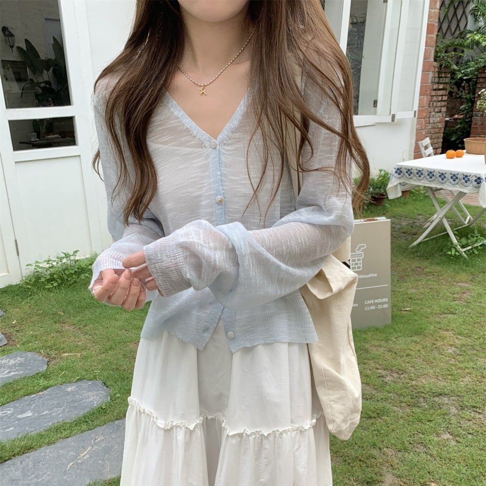 シアーリネンVネックカーディガン｜オフィスカジュアル レディース 通販【ミレジェネ】