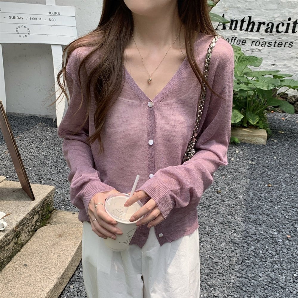 シアーリネンVネックカーディガン｜オフィスカジュアル レディース 通販【ミレジェネ】