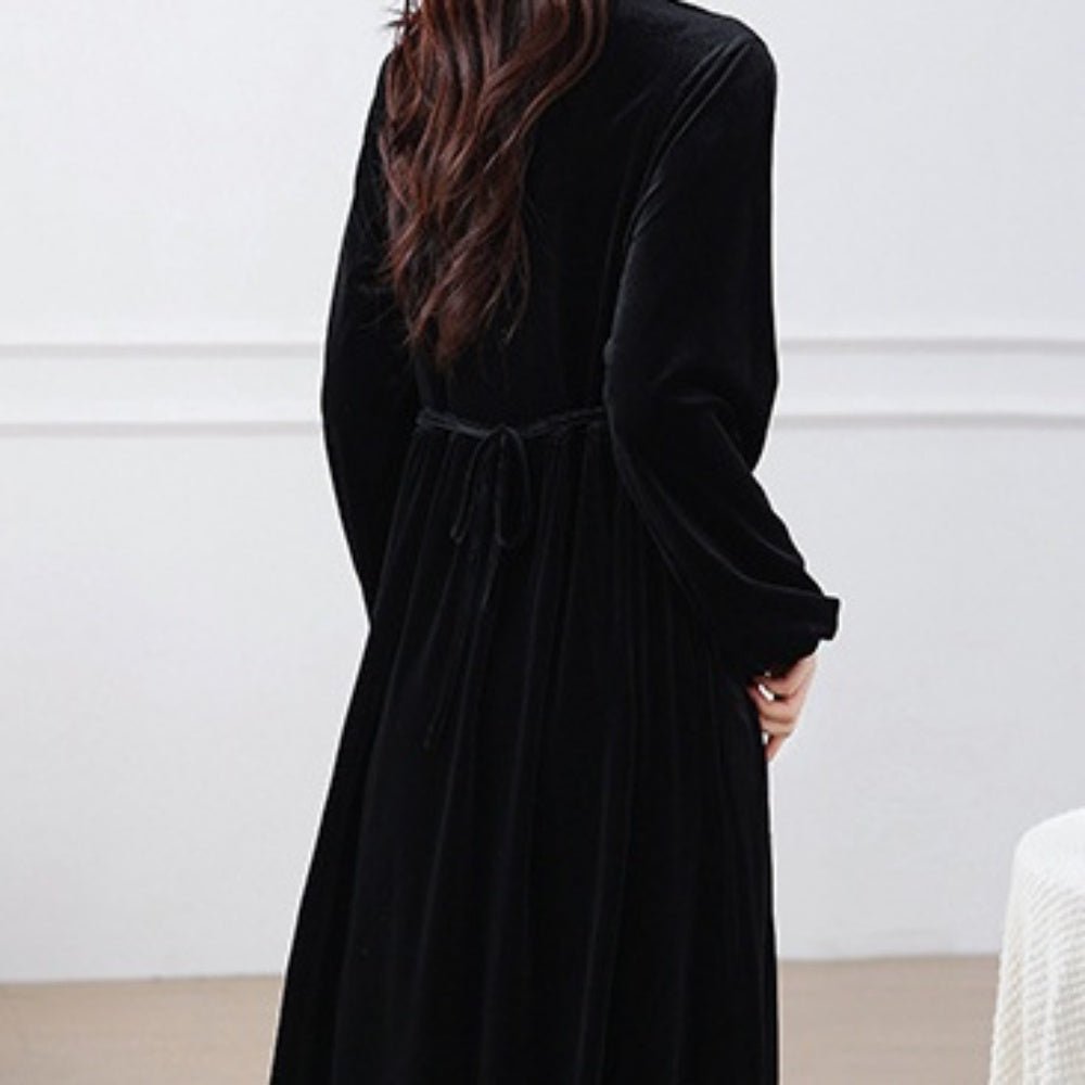 Vネックベロアワンピース｜オフィスカジュアル レディース 通販